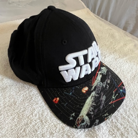 Lucasfilm's "Star Wars" Adjustable Black Cap with Star Graphics on Brim - Picture 5 of 16